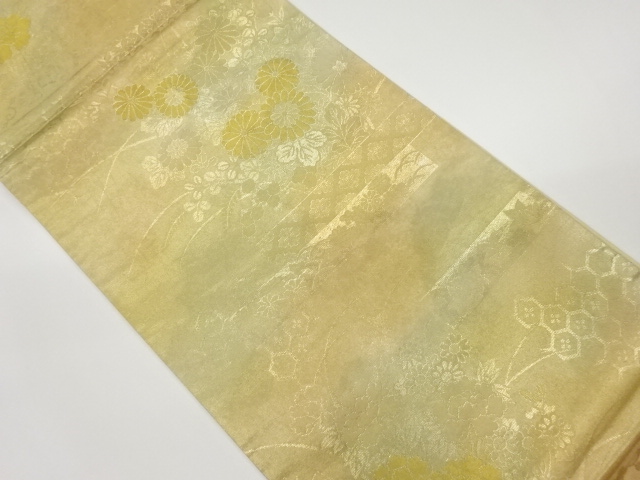 秋草に変わり横段模様織出し袋帯